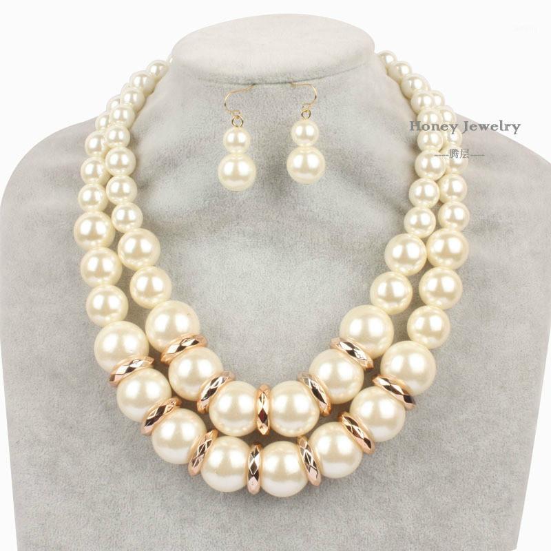 

2019 Acrylic New Fashion Big Imitation Pearls Necklace Earrings Sets Simple Creative Necklace for Woman Sets Jewelry1, As pic