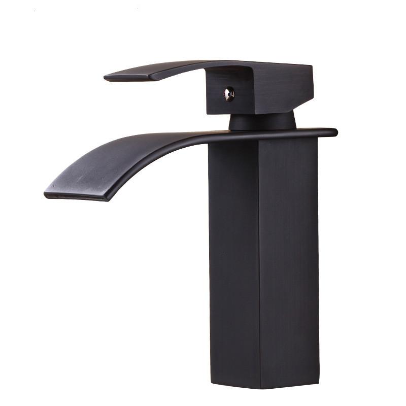 

Black Hot and Cold Basin Faucet Square Bathroom Washbasin Faucet Square Sink