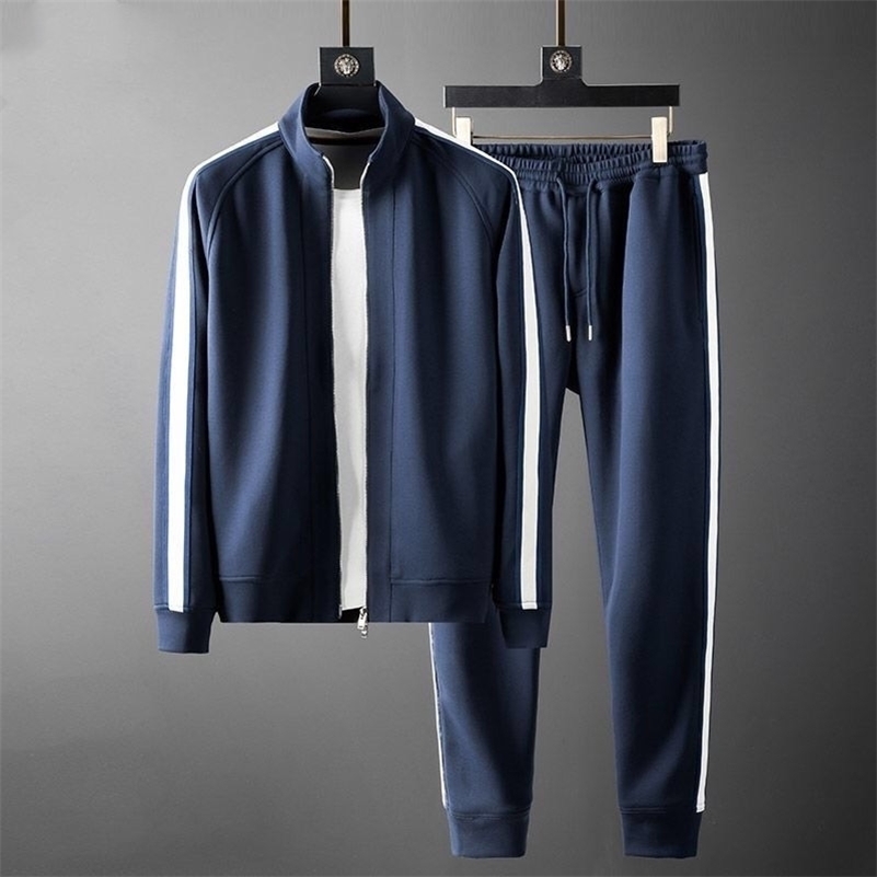 

CARTELO men's sweater suit men's autumn and winter new young men's casual suit stand-up collar suit men 201109, Blue