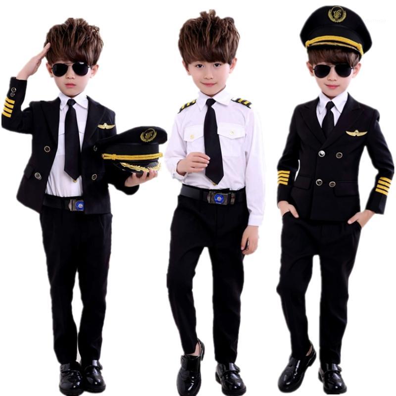 

Theme Costume Fashion Children's Day Pilot Uniform Stewardess Cosplay Halloween Costumes For Kids Disguise Girl Boy Captain Aircraft Fa, Style 1
