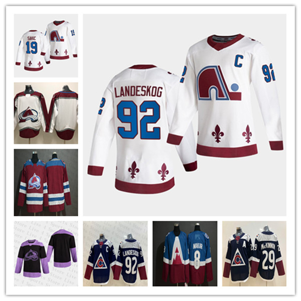 

2021 Reverse Retro Colorado Avalanche Jerseys Mikko Rantanen Nathan MacKinnon Gabriel Landeskog Cale Makar Joe Sakic Ian Cole Arik Johnson, Men black