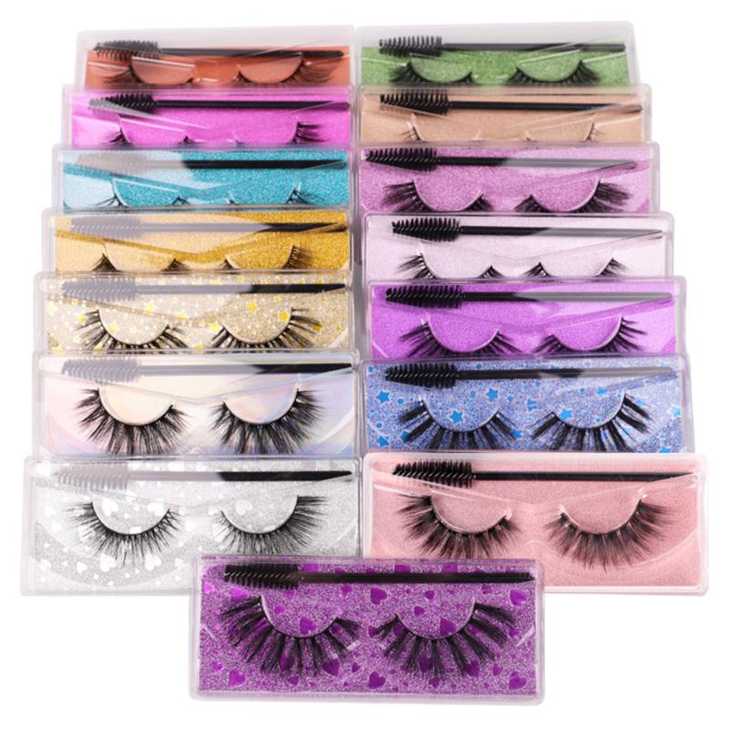 

1 Pair 3D Faux Mink Bulk Lashes Wispy Fluffy Natural False Eyelashes Fake Eye Lashes Makeup With Brush Eye Makeup Tools
