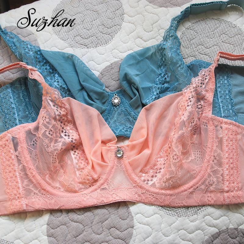 

Suzhan Ultrathin Push Up Bra Women Plus Size Lace Summer Bralette Lingeria Net Sexy Oversize Bra Women Underwear for Summer1, Black
