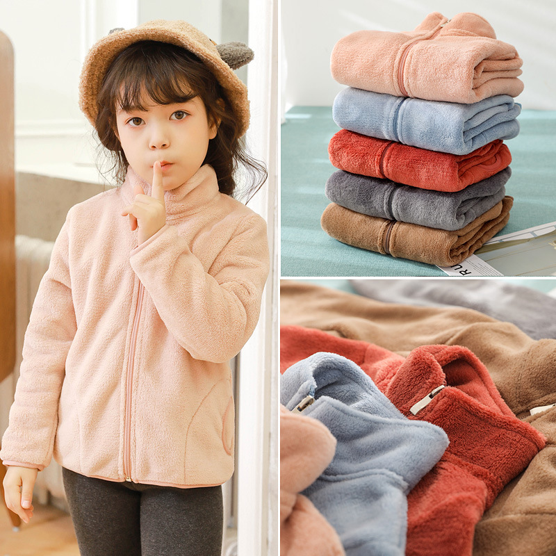 

New Baby Boys Girls CoralVelvet Jacket Kids Autumn And Winter Thicken Coat Children Winter Clothes LGD 001, Red