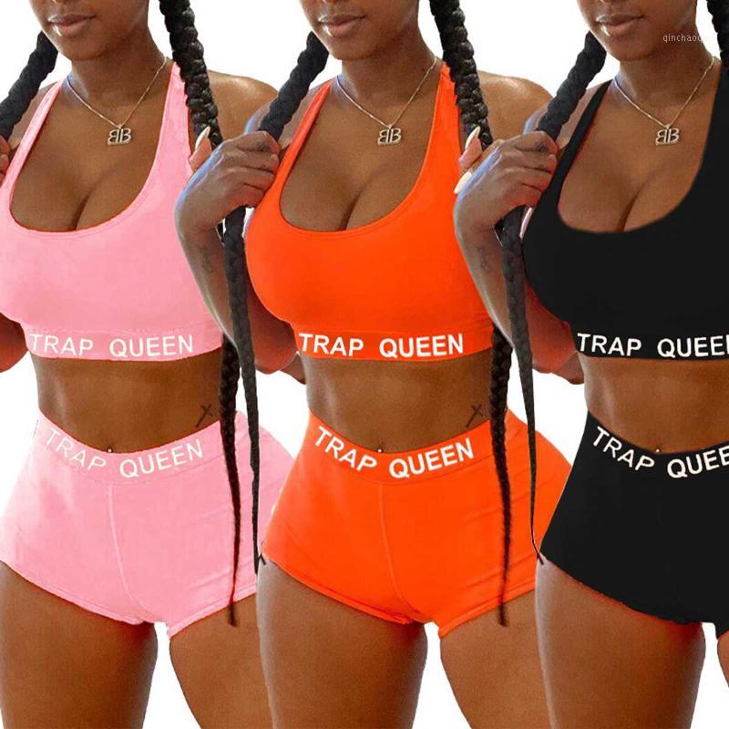 

Women' Sports Vest Summer Tight Elastic Shorts Fitness Set Home Gym Sleeveless Tank Short Top Letter Shorts Tracksuit1, Black