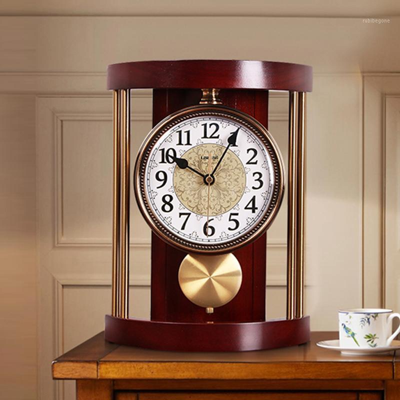 

European Retro Table Clock Living Room Office Mute Desktop Pendulum Desk Clock Bedroom Table Watch Simple Quartz Wall Gift1