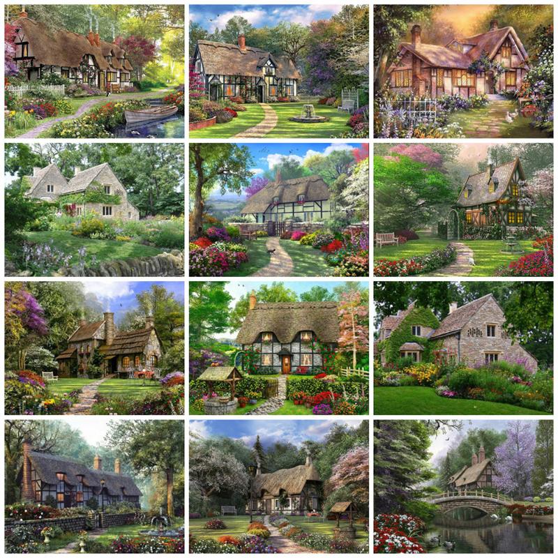 

EverShine Diamond Painting House Cross Stitch Diamond Embroidery Landscape Bead Picture Kits Wall Decor Handmade Hobby Gift