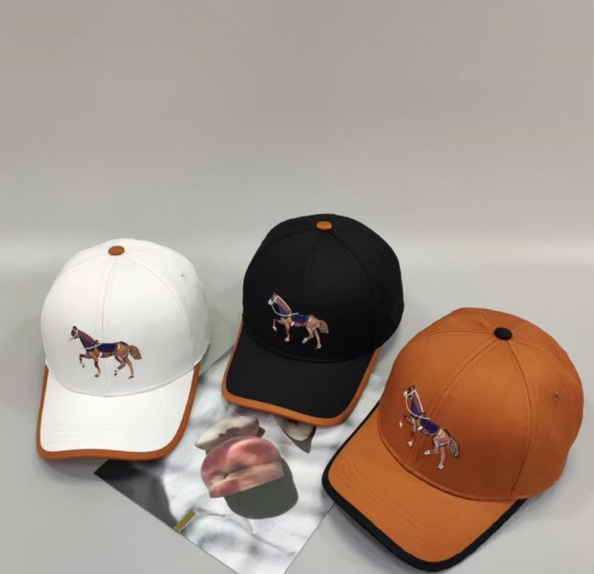 

New Luxury Baseball Ball hats Caps for men and Women Designer Fashion Orange Horse Printed bone Curved visor Casquette Snapback Cap Hip hop Streetwear Hat Lovers, White