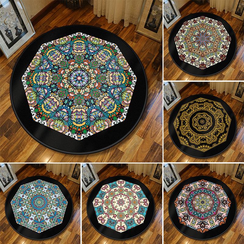 

Nordic Ethnic Style Round Carpet for Living Room Mandala Bedroom Rugs Kis Room Floor Mat Non Slip Computer Chair Study Mats, Dz44-3