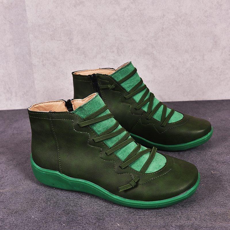 

2020 New Women's PU Leather Ankle Boots Women Autumn Winter Cross Strappy Vintage Women Punk Boots Flat Ladies Shoes Woman, Blue