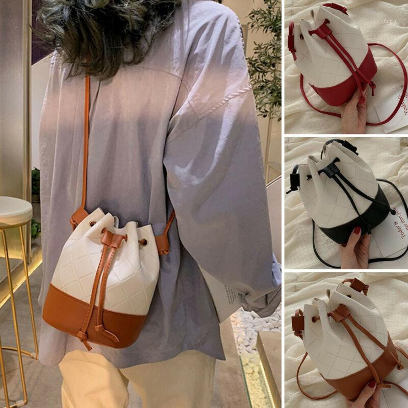 

New Women Bucket Bag Tote Leather Handbags Lingge Shoulder Pack Bag Small Crossbody Bags For Ladies Messenger Bags Fashion1, Black