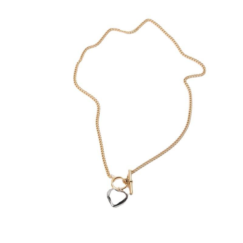 

Pendant Necklaces Arrival 18k Gold Plated Stainless Steel Jewelry T Bar Buckle Heart Necklace For Women