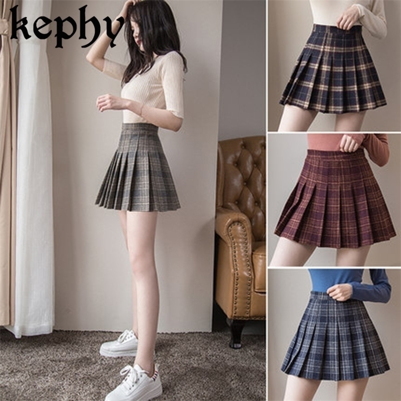 

Women Mini Pleat Skirt Harajuku Preppy Style Plaid Skirts Cute Japanese School Uniforms Ladies Jupe Kawaii Skirt Saia Faldas Y200326, 8810-bai se