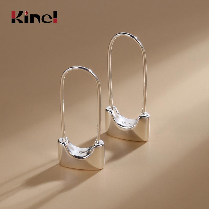 

Kinel Fashion Wholesale Lock Earrings Real 925 Sterling Silver Earings for Women Jewelry Bijoux Free Delivery