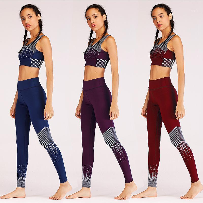 

2Pcs Yoga Set Seamless printing Women Fitness Clothing Sports Wear Gym Leggings Padded Push Up Strappy Sports Bra Suits1, Black