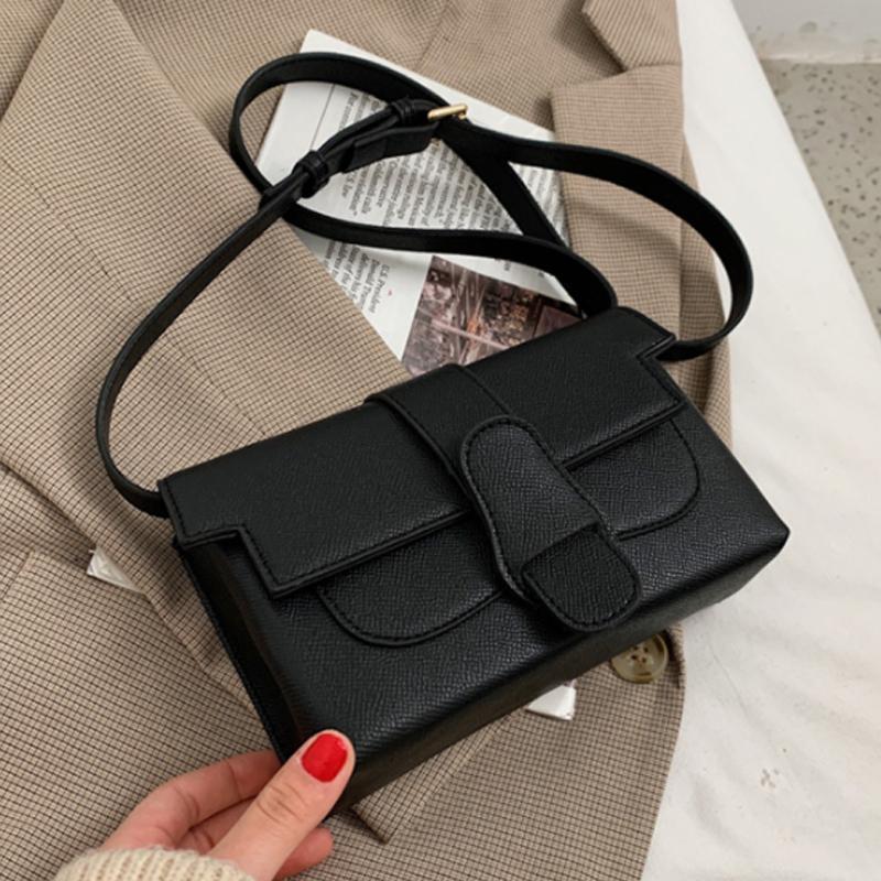 

Designer Small Shoulder Bag 2021 New High Quality Leather Women's Handbag Solid Color Crossbody Purses, Black