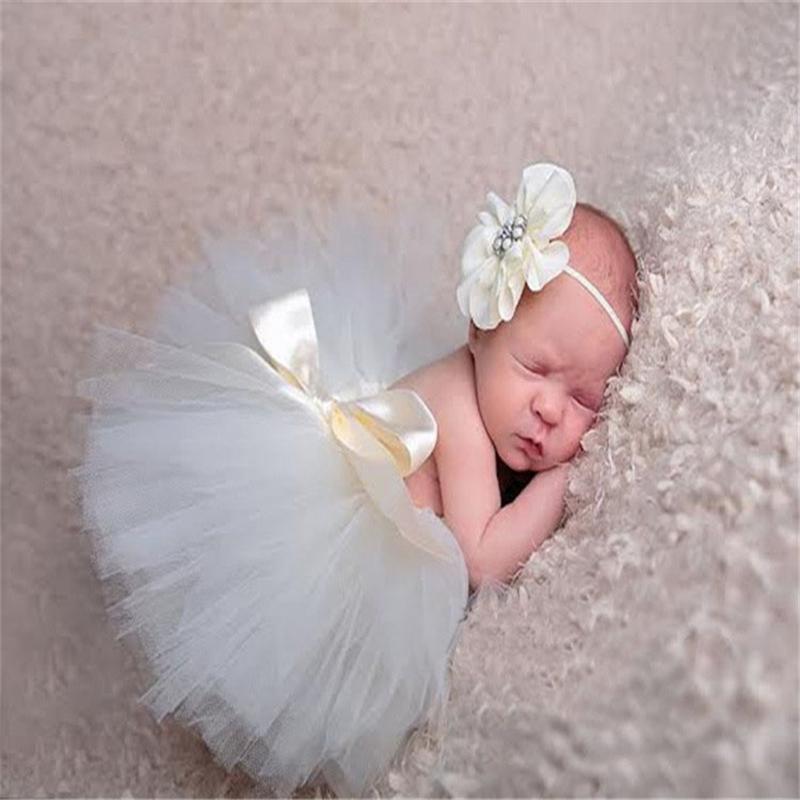 

Girls Baby Tutu Skirts With Flower Headband Newborn Infant Fluffy Tulle Skirt Princess Costumes Photography Props Outfit