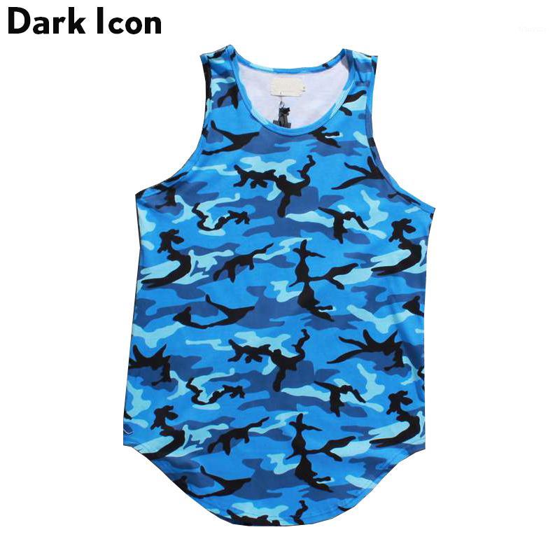 

Men' Tank Tops Wholesale- Camouflage Extended Hip Hop Top Men Women 2021 Summer Curved Hem Longline Mens Top1, Hh8721ou orange