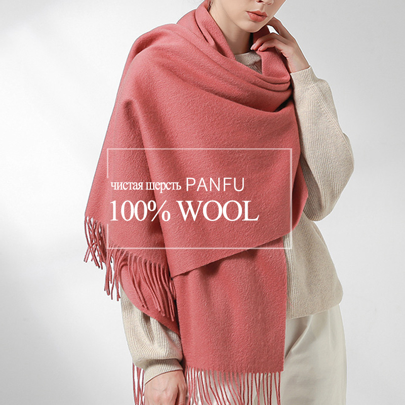 

Inverno 100% leno l pura mulher engrossar xales e envoltrios echarpe para senhoras foulard femme slida cachecis de caxemira C447