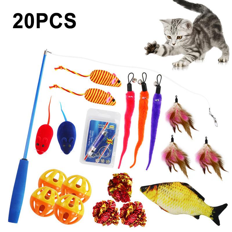 

20PCS/Set Pet Cat Toys Variety Pack Funny Mouse Catnip Sisal Balls Gift Feather Toy Set For Cat Kitten Pet Toy Training Supplies