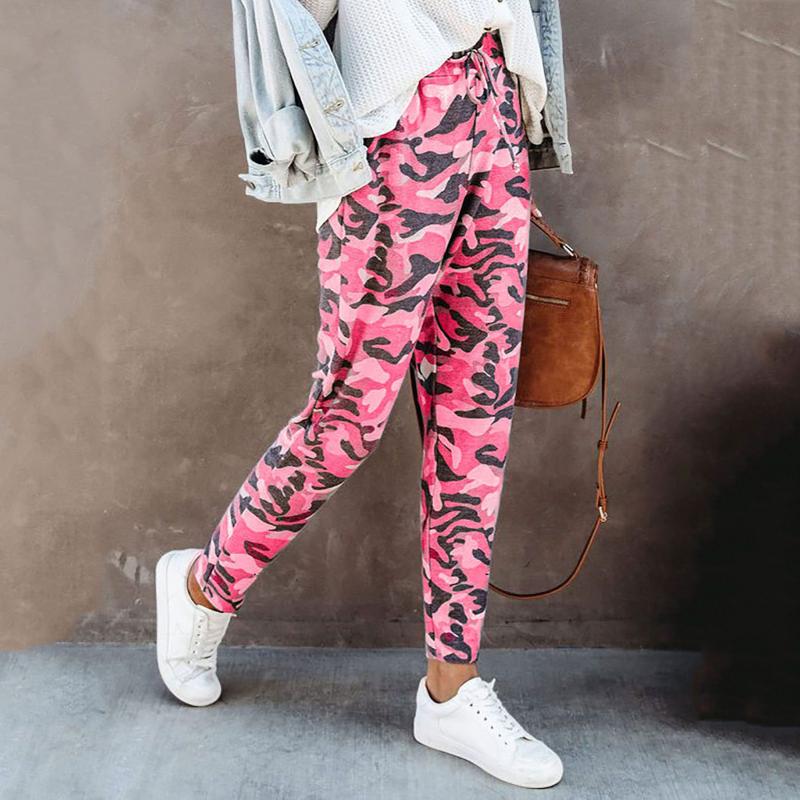 

Camouflage Print Woman Pants Women Casual Versatile Halon Trousers With Elastic Waist Pants Pantaloni Donna Elastic Women, Gray