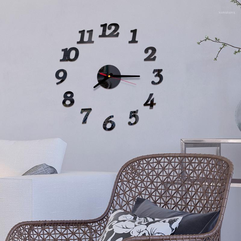 

Creative personality full digital wall clock acrylic wall clock paste mute home decoration1