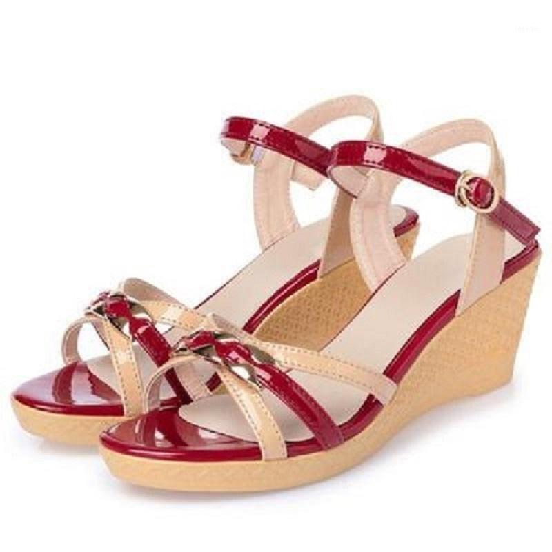 

Women's Sandals 2021 Summer New Wedge Heel Buckle Flat Open Toe Wild Sandals1