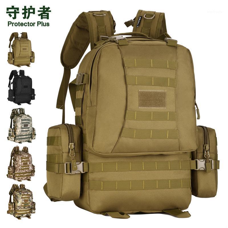 

40L backpack + 2x 5L side bags Tactical Combination Camping Travel Mountaineering Bag Large Capacity Luggage Bag A44371, Black