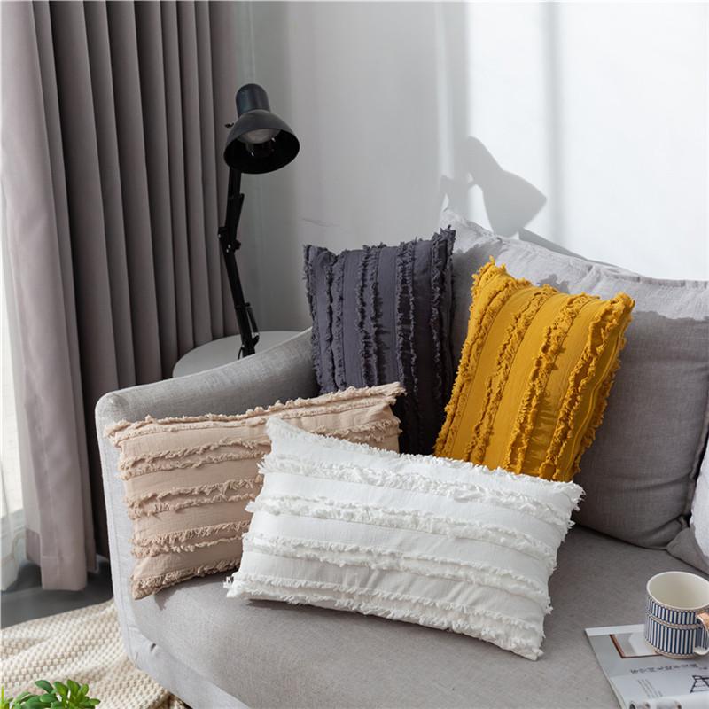 

Pack of 2 Decorative Throw Pillow Covers Cotton Linen Stripe Cushion Covers Rectangle Farmhouse Pillowcases for Couch Bed Sofa, As picture
