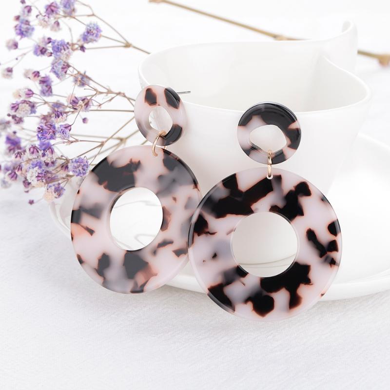 

Fashion Geometry Leopard Earring for Women Colorful Retro Tortoise Resin Acrylic Hollow Circle Drop Dangle Earring Female Brinco