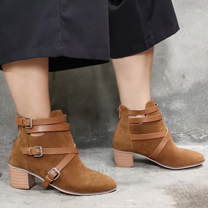 

Rome Ankle Boots for Women Retro Buckle Boots Square with Solid Shoes Woman Fashion Bota Feminina Casual Short Tube1, Black