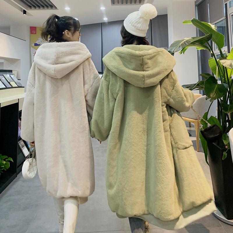 

Women 2020 Winter Fashion Faux Fur Coat Female Casual Hooded Loose Long Sleeve Faux Fur Jacket Outerwear Casaco Feminino B196, Blue