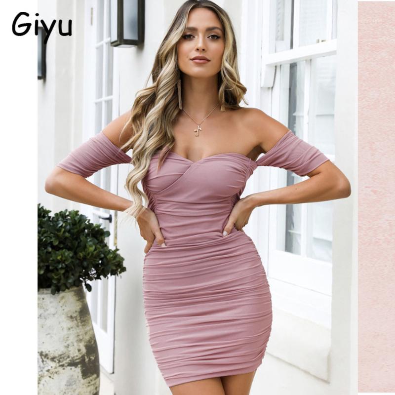 

Giyu Sexy Mesh Summer Dress Women 2020 Off Shoulder Backless Club Party Mini Dresses Elegant Slash Neck Ruched Bodycon Vestidos1, Black