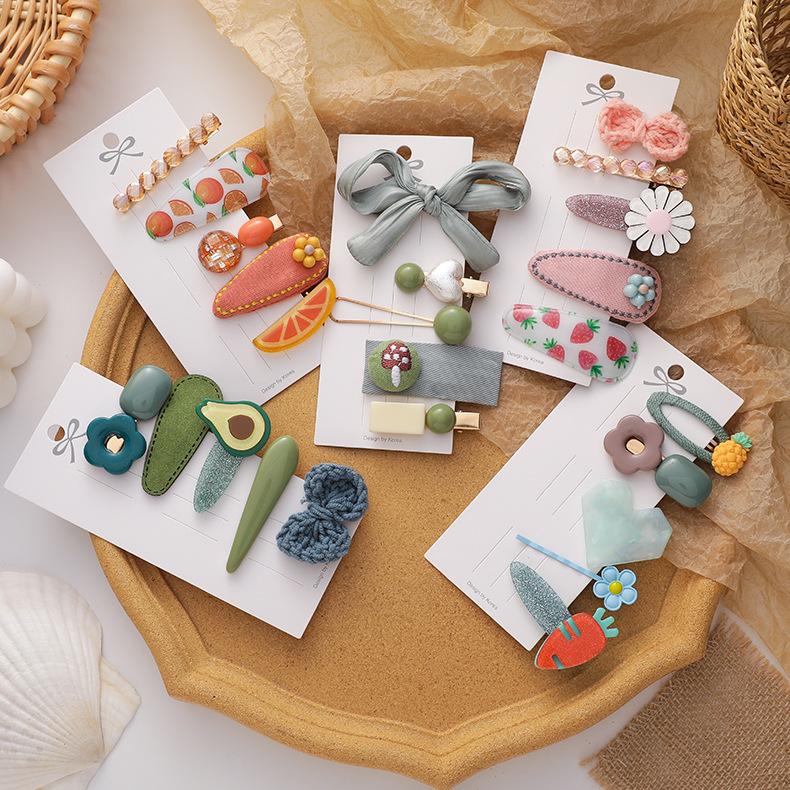 

2020 Korean New Trendy Sweet Fruit Bow Heart Hair Clips Hairpins For Women Girls Fashion Hair Accessories Barrettes Wholesale