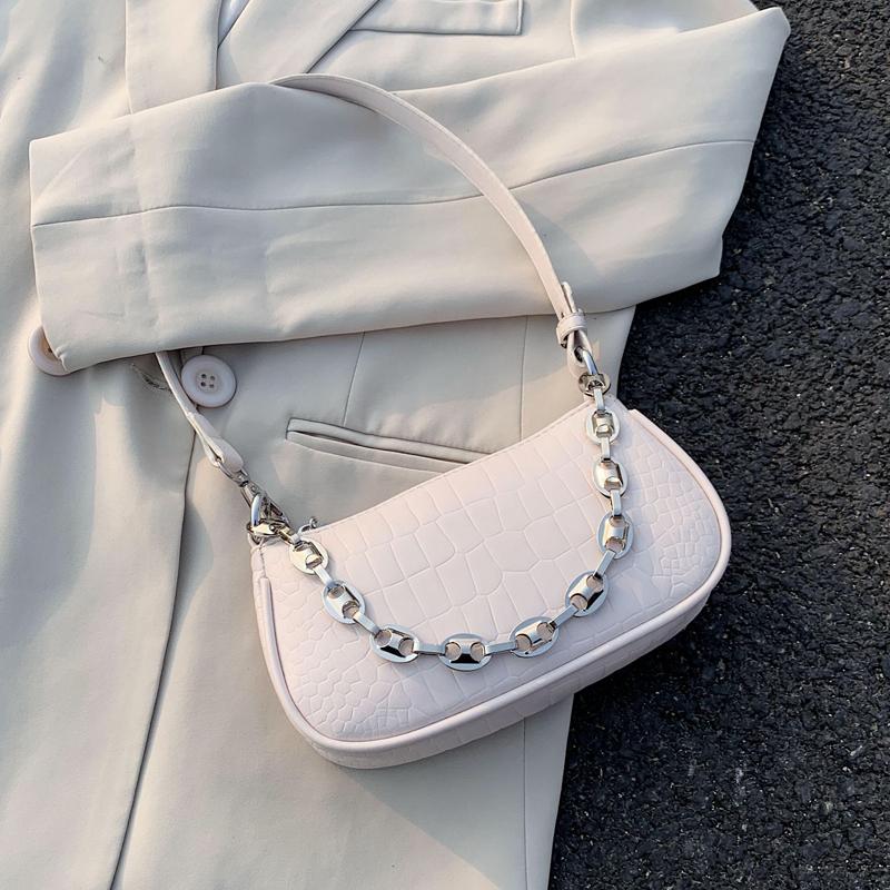 

Small PU Leather Shoulder Bags For Women 2021 Elegant Handbags Female Travel Totes Lady Fashion Hand Bag Chain Design, Beige