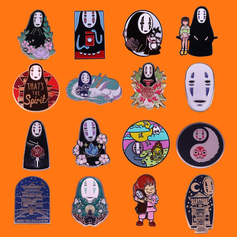 

Pins, Brooches Anime Spirited Away No-Face Enamel Pins Funny Girl Metal Cartoon Brooch Backpack Hat Bag Collar Lapel Badge Fashion Jewelry G