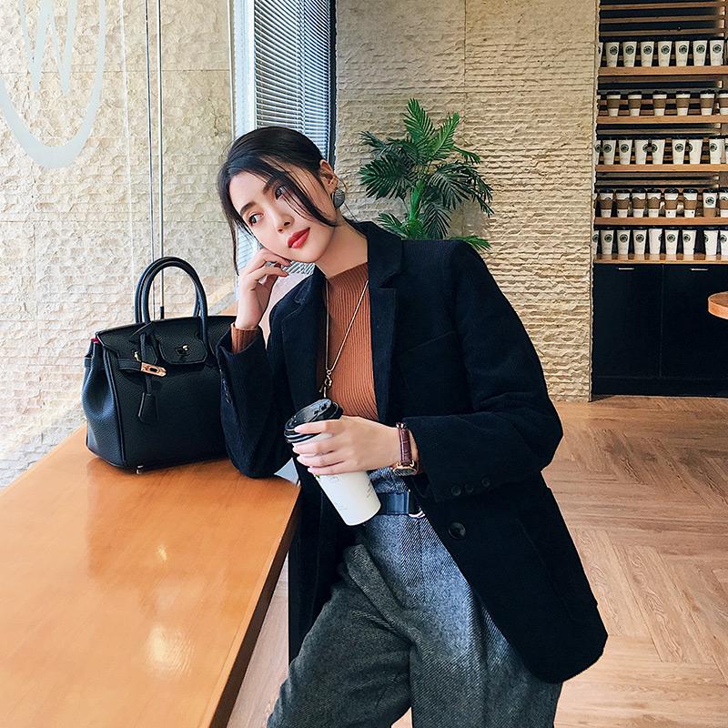 

Fashion Korean Simple Female Blazer Spring Autumn 2021 Office Lady Style Jackets for Women Black Jacket Women Ropa Mujer Zjt1868