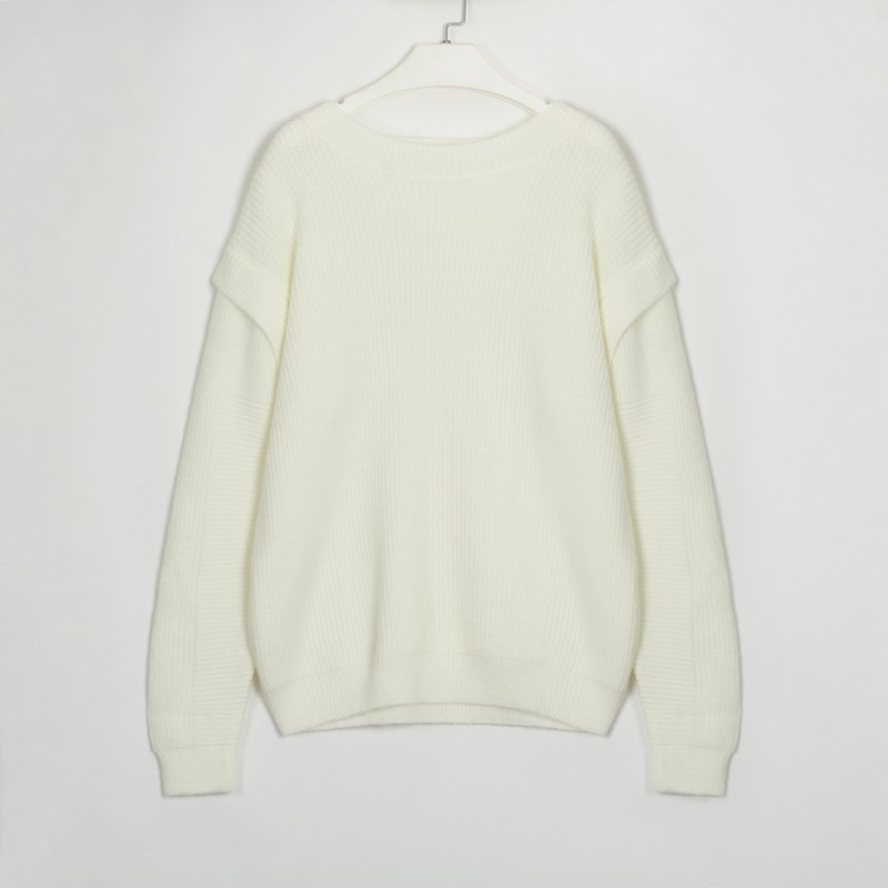 

Women's Sweater Pullover Jumper Ruffle Knitted Solid Color Stylish Casual Soft Long Sleeve Sweater Cardigans Crew Neck Fall Winter, White;black