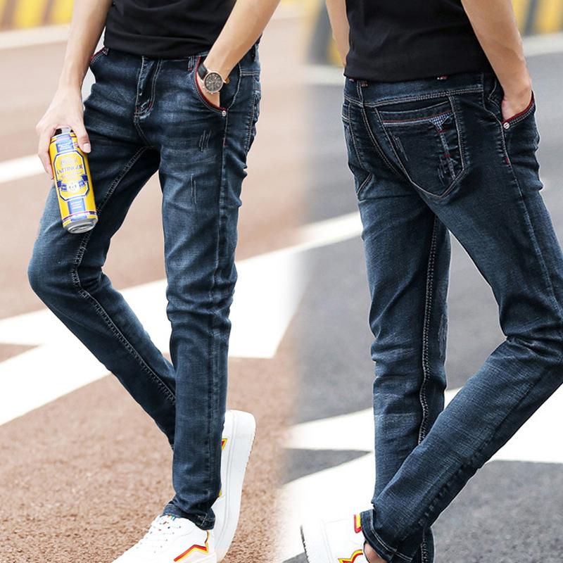 

New jeans men casual scratched jeans high quality slim fit men blue pants elastic pencil pants high quality, Z005