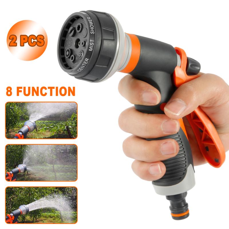 

2PCS 8 Functions Garden Water Gun Hose Nozzle Mutifunctional Household Car Washing Yard Water Sprayer Pipe Nozzle Sprinkle Tools
