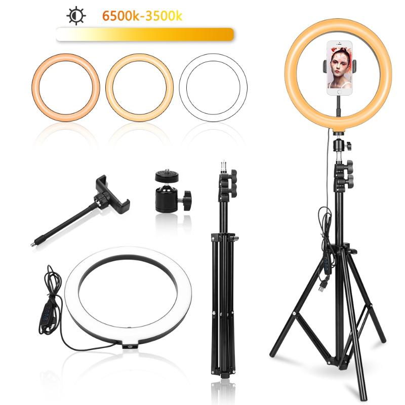 

26cm/10 inch LED Selfie Ring Light USB Charger Photography Dimmable Camera Selfie Light Ring for Smartphone Studio Video Makeup