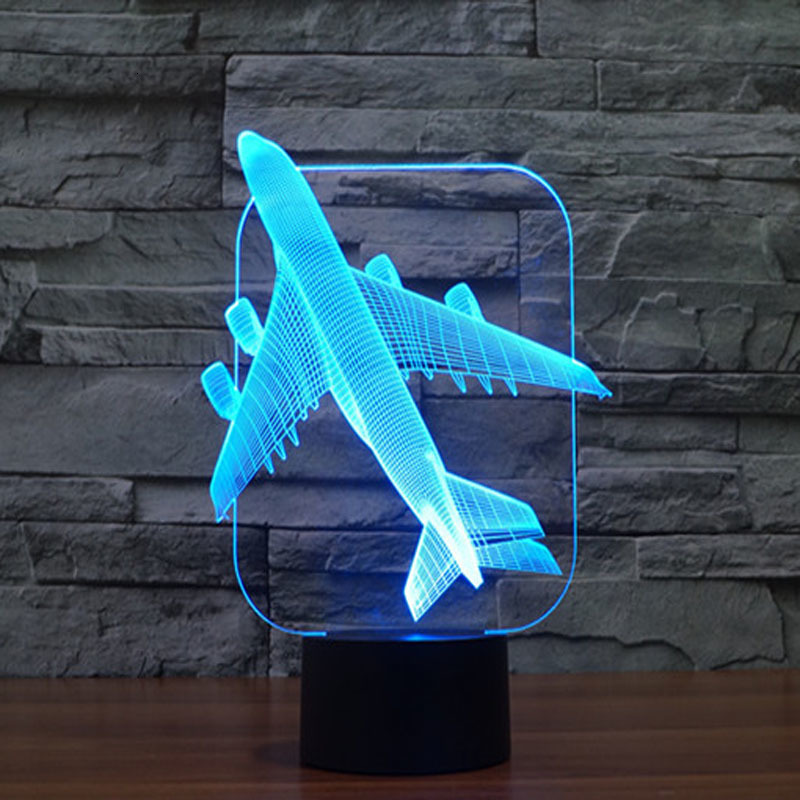 

2021 New 3d Night Light Lamp Airplane Visual Led Lighting for Room Decoration Novelty Christmas Gift D1y6