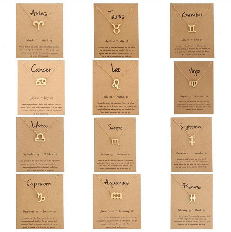 

12 zodiac Necklaces with Gift card constellation sign Pendant Silver chains Necklace For Men Women Fashion Jewelry in Bulk Free ship
