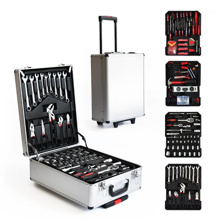 

186 sets of tool sets pull rod tools aluminum case four layer hardware combination auto repair tool set for household use1