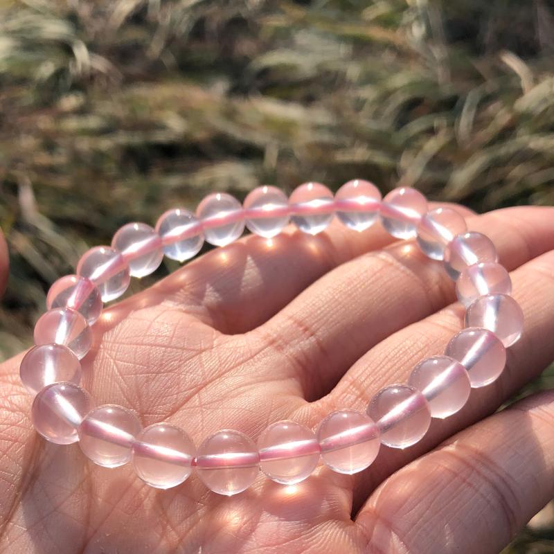 

Natural Star Rose Quartz Bracelet Round Beads Crystal Healing Stone High Grade Fashion Women Jewelry Gift