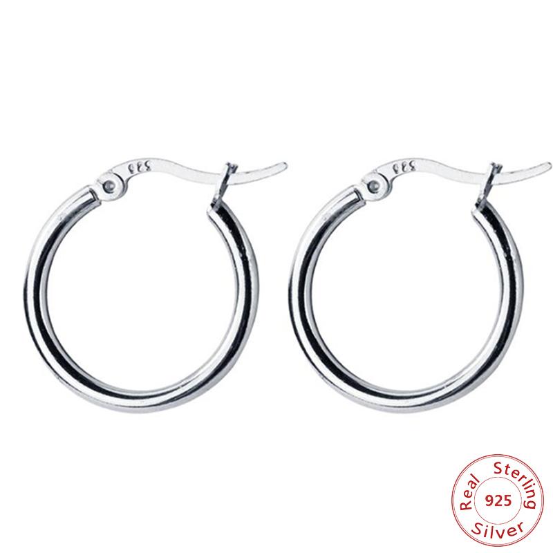 

Trendy 925 Sterling Silver Thick Round Creole Hoop Earrings Classic Piercing Women Jewelry Casual Sporty Bijoux Wholesale