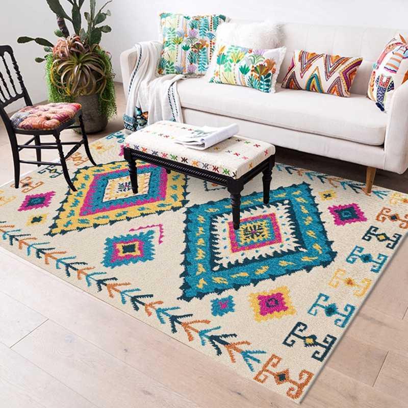 

Turkish Style Living Room Floor Mats Luxury Bedroom Bedside Floor Mats and Carpet Geometric Stylish Coffee Table Lamp1