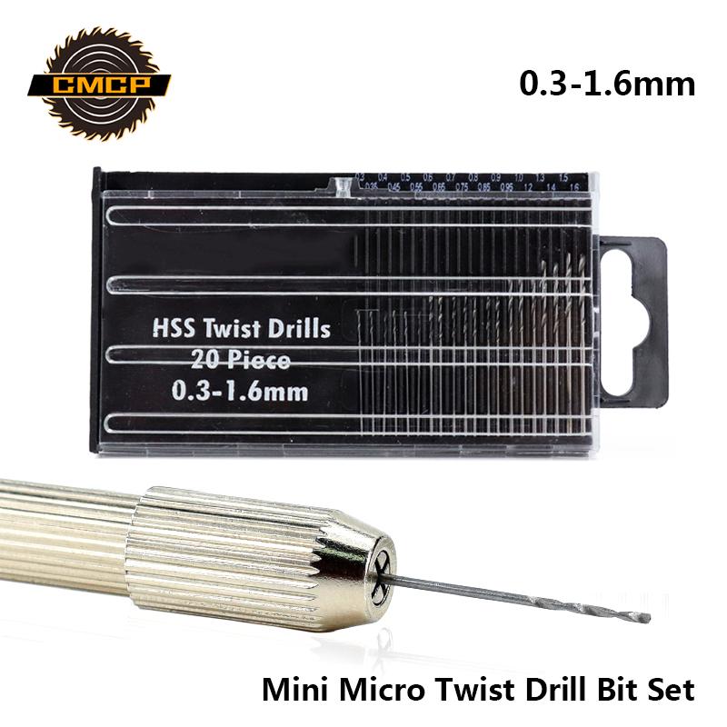 

CMCP HSS Twist Drill Bits 0.3-1.6mm Mini Micro Drill Bit Set Aluminum Hand Model Craft With Case Tool Mini Bit