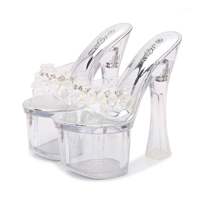 

High Heels Sandals Women Thin-heeled 14 17 20cm Sexy Sandalia Feminina 7.5cm High Platform Slippers Summer Zapatos de mujer1, 14cm