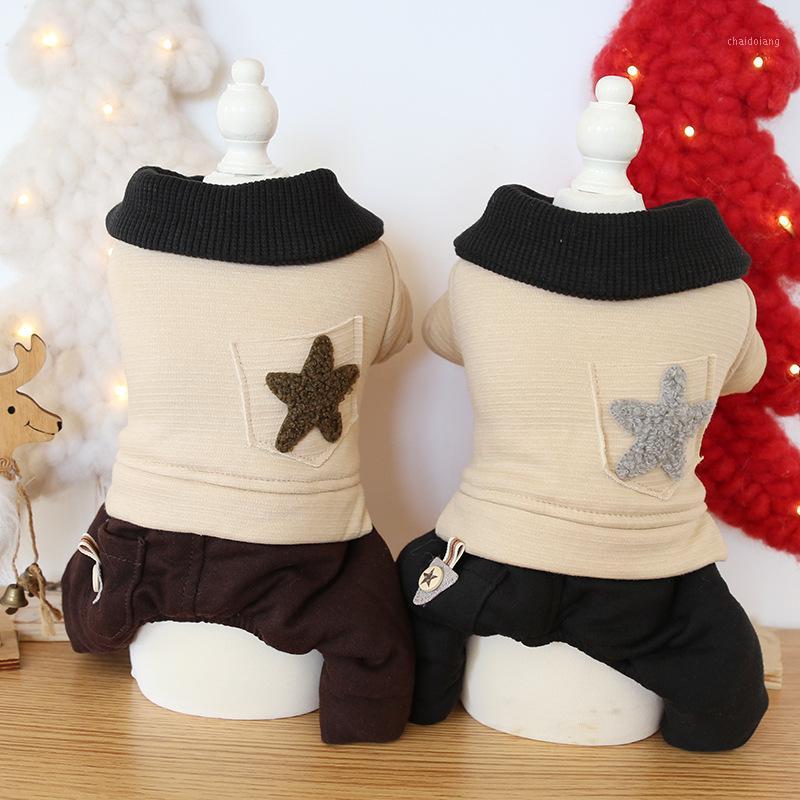 

Autumn and Winter Five-Star Decor Dog Jumpsuit Casual Super Warm and Thick Four-legged Pet Clothes Cotton-Padded Dog Clothes1, Black